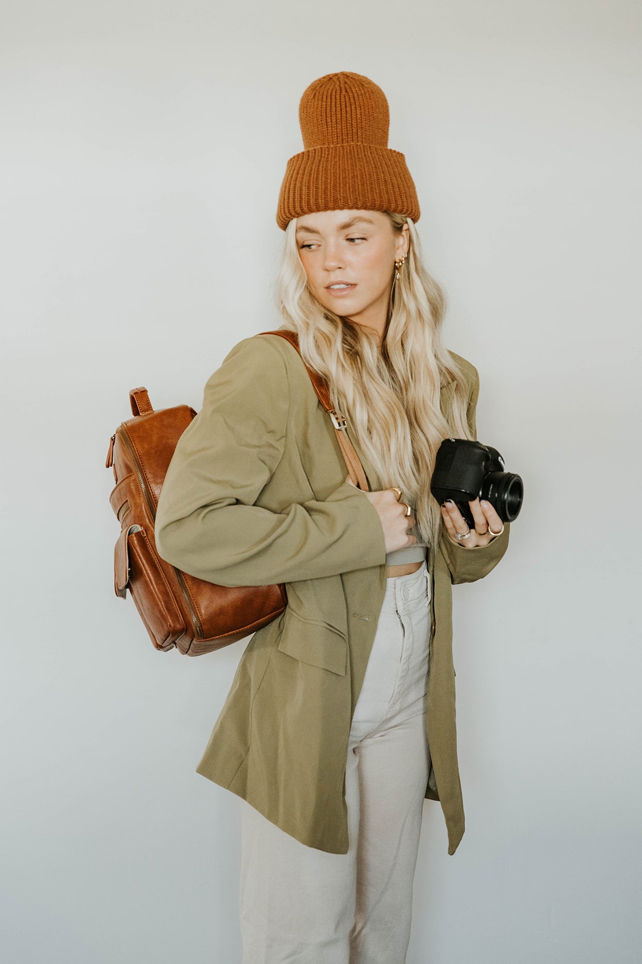 The Jenessa Midi- Our Mid-Size Camera Backpack (BROWN AND BLACK