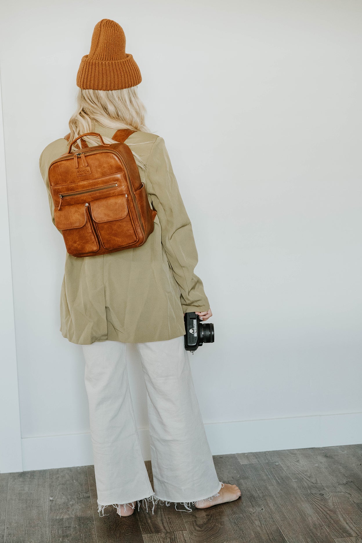 The Jenessa Midi Our Mid Size Camera Backpack BROWN AND BLACK